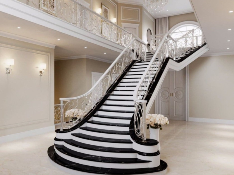 Granite stairs small house design in Lucknow