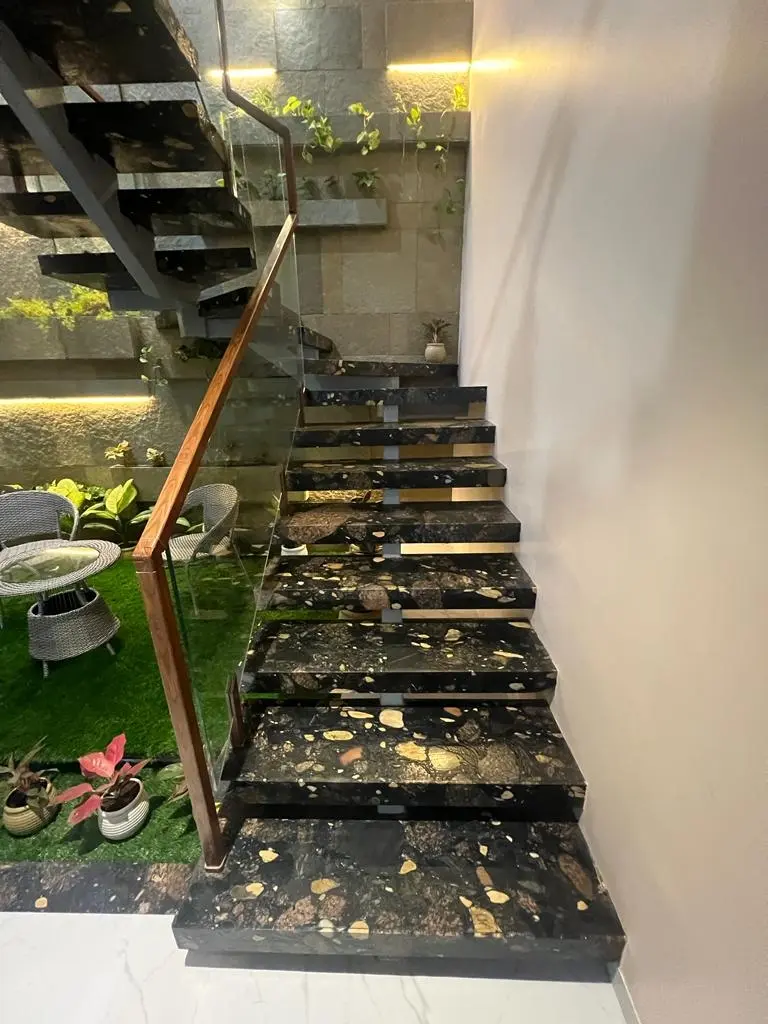 Modern granite staircase work in Lucknow