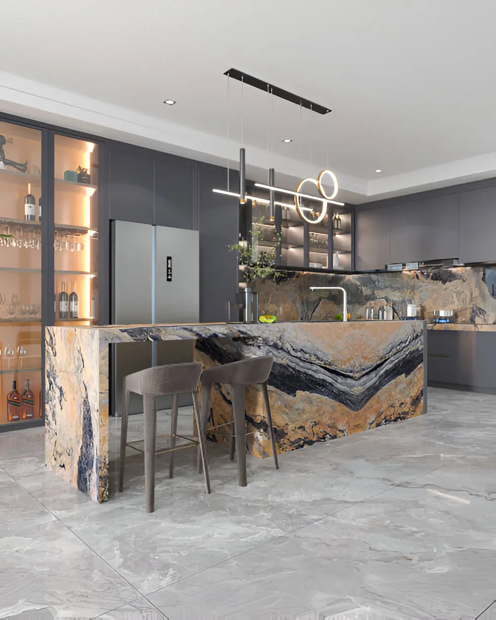 Flaming granite textures for home entrances